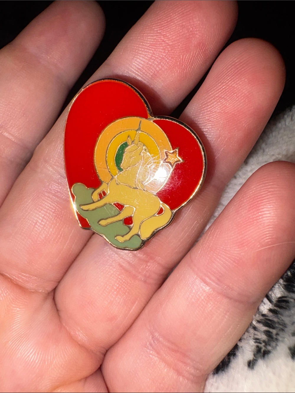 Unicorn Heart Enamel Pin - Red, Yellow, Green